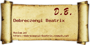 Debreczenyi Beatrix névjegykártya